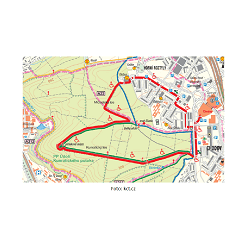 Mapa trasy v Kunratickém lese v Praze