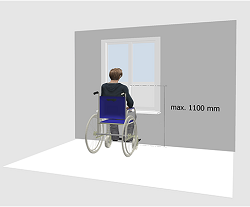 Dostupnost oken pro hendikepované osoby na invalidním vozíku