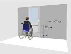 Dostupnost oken pro hendikepované osoby na invalidním vozíku