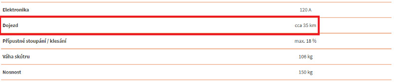 Technické vlastnosti_dojezd
