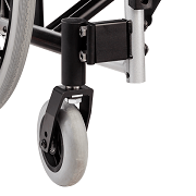 Detail uchycení předního kolečka u invalidního vozíku Eurochair 1750 - HEMI