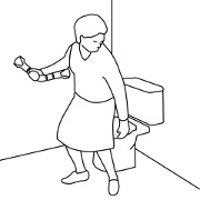 Koupelnové madlo ETAC Handy zalomené, nákres použití
